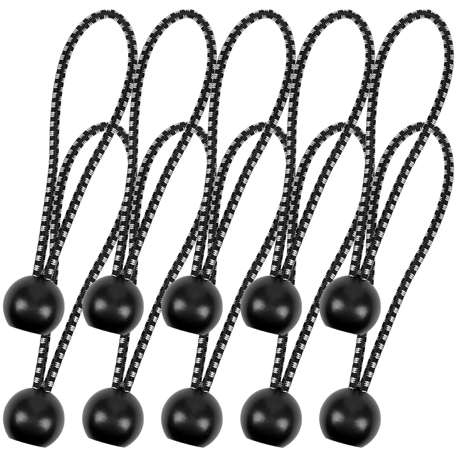 Bungee Ropes With Ball; 10pcs Black Bungee Ropes Set; Heavy Duty Tent ...