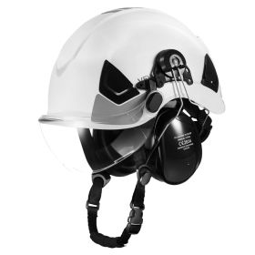 VEVOR Industrial Safety Helmet, ANSI/ISEA Z89.1 Approved ABS Hard Hat with Visor & Earmuffs, 6-Point Ratchet Suspension