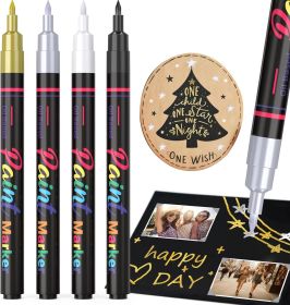 Permanent Oil Based Paint Markers: 4 Colors Waterproof Permanent Paint Pens for Metal, Rock, Wood Craft, Plastic, Fabric, Diy Christmas Gift