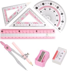 Compass Geometry Tool Protractor and Compass Set with Metal Box Drawing Compass with Rulers Math Compass Kit for Class Supplies and School 8 Piec