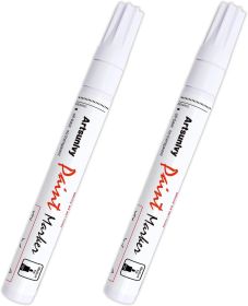 White Paint Pens marking pens Permanent Markers - 2 Pack Oil Based Waterproof Markers for Tire, Rubber,Wood, Rocks, Metal, Canvas,Plastic
