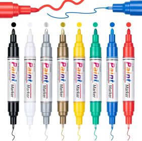 Oil Based Paint Markers, 8 Colors Dual Tip Paint Pens Paint Markers(0.7mm & 3mm), Waterproof Paint Pen for Rock Painting