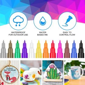 12 color black stick acrylic pen 0.7mm. Marker pen for DIY craft projects. Waterproof permanent paint art marker pen for rock paintings; ceramics
