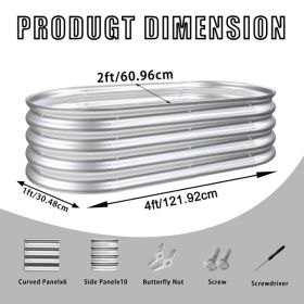 4x2x1ft Raised Garden Bed Kit, Galvanized Planter Raised Garden Beds for Outdoor for Vegetables,Flowers &Herbs, Heavy Duty, Rust-Resistant