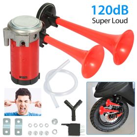Air Horn Dual Trumpet 12V 115DB Loud Boat Motorcycle Truck Air Horn Compressor Kit