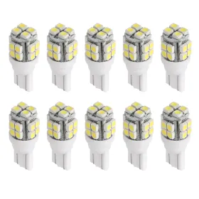 10Pcs 12V T10 LED Light Bulb Wedge Base Interior Dome Map LED Lights License Plate Trunk Side (Option: White)
