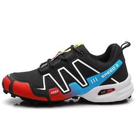 Men's Shoes Off-road Running Shoes Solomon Travel Hiking Shoes Hiking Boots (Option: Black And White Red-38)