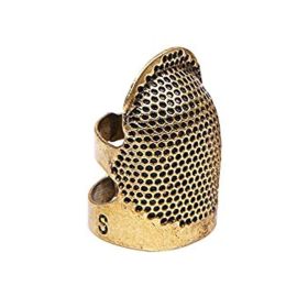 1pc Sewing Thimble; Finger Protector; Adjustable Finger Metal Shield Protector; Sewing Accessories (Color: Bronze)