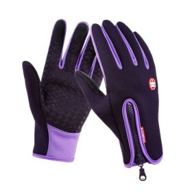 Hot Winter Gloves For Men Women Touchscreen Warm Outdoor Cycling Driving Motorcycle Cold Gloves Windproof Non-Slip Womens Gloves (Gloves Size: M, Color: Purple)
