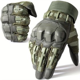 Tactical Gloves for Men - Touch Screen, Non-Slip, Full Finger Protection for Shooting, Airsoft, Military, Paintball, Motorcycle, Cycling, Hunting (Color: Green, size: xl)
