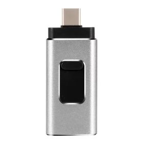 4in1 128GB USB 3.0 Pendrive Flash Drives, High Speed Phone External Flash Drive (Color: silver)