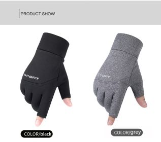 Winter Fishing Gloves Women Men Universal Keep Warm Fishing Protection Anti-slip Gloves 2 Cut Fingers Outdoor Angling (Color: 2 Pairs, size: xl)