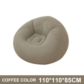 Flocking Flocking Sofa Chair Large Lazy Inflatable Sofas Chair Bean Bag Sofa For Outdoor Lounger Seat Living Room Camping Travel (Ships From: China, Color: Coffee)
