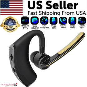 Bluetooth Earpiece Wireless Headset Noise Cancelling Headphones Driver Trucker (Headset Color: Gold)