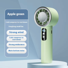 Summer Portable Ice Compress Handheld Turbo Fan 3 Wind Speeds Adjustable Mini Personal Fan Battery Operated Electric Fan (Color: Green)