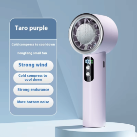 Summer Portable Ice Compress Handheld Turbo Fan 3 Wind Speeds Adjustable Mini Personal Fan Battery Operated Electric Fan (Color: Pink)