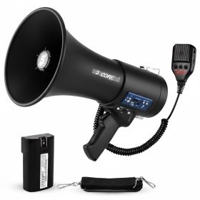 5 Core Megaphone 50W Bluetooth Rechargeable Portable Bullhorn 1100 Yards w Siren (Color: Matte)