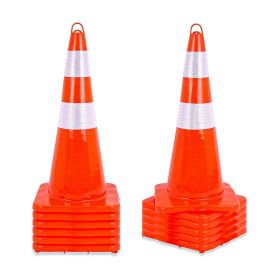 12 Pack Traffic Cones,Heavy Duty Safety Cones with Weighted Base,with Reflective Collars PVC Traffic Cones for Parking Lot, Traffic Safety (size: 28x12.8x12.8inch)