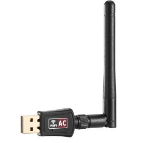 USB WiFi Adapter AC600Mbps 5G/2.4G Dual Band 802.11ac Wireless Network Adapter w/ 2dBi External Antennas For PC Desktop Laptop (Color: Black, size: One Size)