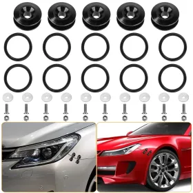5Set Car Quick Release Bumper Fasteners Front Rear Bumper Holders Trunk Fender Hatch Lids Kit (Option: Black)