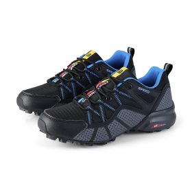 Lightweight Breathable Men's Mesh Outdoor Sports And Casual Hiking Shoes (Option: Black Blue-40)