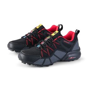 Lightweight Breathable Men's Mesh Outdoor Sports And Casual Hiking Shoes (Option: Black And Red-41)