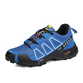 Summer Hiking Shoes Outdoor Shoes Men's Super Lightweight Breathable Shock Absorption Off-road Trekking Shoes (Option: Blue-40)