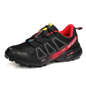 Summer Hiking Shoes Outdoor Shoes Men's Super Lightweight Breathable Shock Absorption Off-road Trekking Shoes (Option: Black And Red-36)